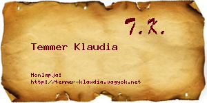 Temmer Klaudia névjegykártya